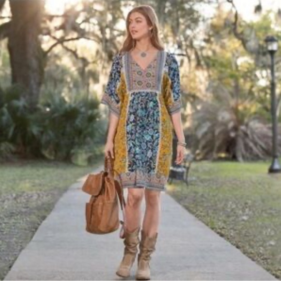 Sundance Dresses & Skirts - Sundance‎ Golden Avignon Dress Boho Floral Patchwork Women’s Size M